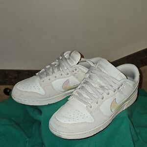 Nike Wmn Sz 10 Iridescent White Dunks